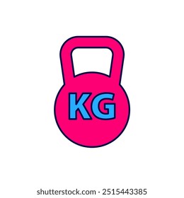 Contorno preenchido Kettlebell ícone isolado no fundo branco. Equipamento desportivo.  Vetor