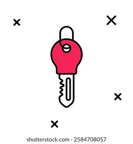 Filled outline Key icon isolated on white background.  Vector