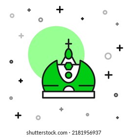 Filled outline King crown icon isolated on white background.  Vector