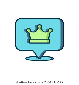 Filled outline King crown icon isolated on white background. Flat filled outline style with shadow. Vector