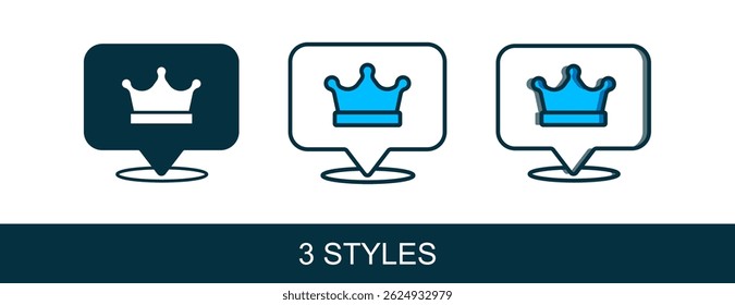 Filled outline King crown icon isolated on white background.  Vector