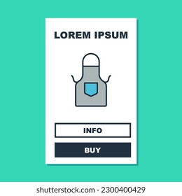 Filled outline Kitchen apron icon isolated on turquoise background. Chef uniform for cooking.  Vector