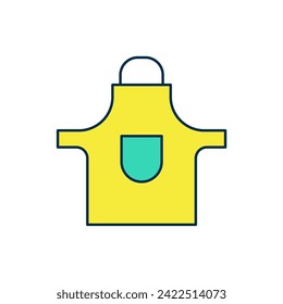Filled outline Kitchen apron icon isolated on white background. Chef uniform for cooking.  Vector
