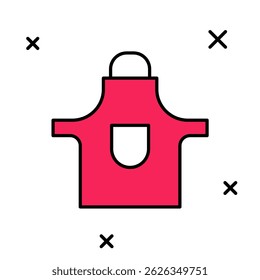 Filled outline Kitchen apron icon isolated on white background. Chef uniform for cooking.  Vector