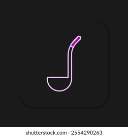 Filled outline Kitchen ladle icon isolated on black background. Cooking utensil. Cutlery spoon sign. Flat filled outline style with shadow. Vector