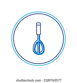 Símbolo relleno Icono de susurro de cocina aislado en fondo blanco. Utensil de cocina, batidor de huevos. Cartel de cuchillería. Símbolo de la mezcla de comida.  Vector