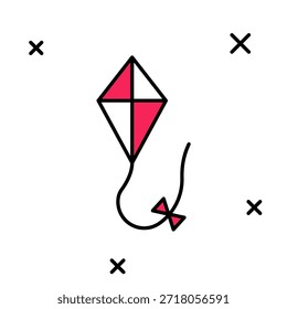 Filled outline Kite icon isolated on white background.  Vector