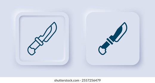 Filled and outline Knife icon isolated on grey background. Cutlery symbol. Square button. Vector