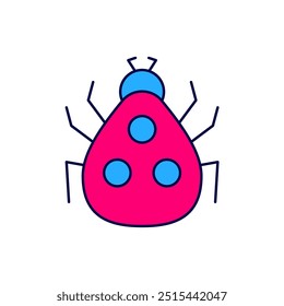 Filled outline Ladybug icon isolated on white background.  Vector