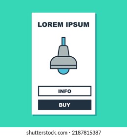 Filled outline Lamp hanging icon isolated on turquoise background. Ceiling lamp light bulb.  Vector