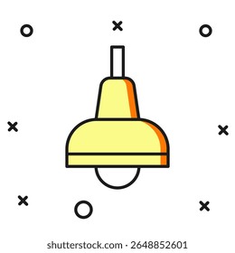 Filled outline Lamp hanging icon isolated on white background. Ceiling lamp light bulb. Flat filled outline style with shadow. Vector