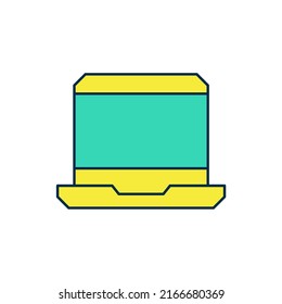Filled outline Laptop icon isolated on white background. Computer notebook with empty screen sign.  Vector