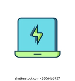 Filled outline Laptop icon isolated on white background. Computer notebook with empty screen sign. Flat filled outline style with shadow. Vector