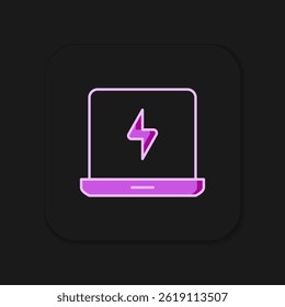 Filled outline Laptop icon isolated on black background. Computer notebook with empty screen sign. Flat filled outline style with shadow. Vector
