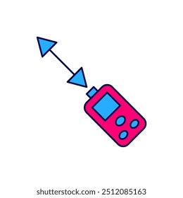 Filled outline Laser distance measurer icon isolated on white background. Laser distance meter measurement equipment.  Vector