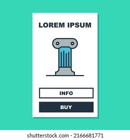 Filled outline Law pillar icon isolated on turquoise background. Ancient column.  Vector