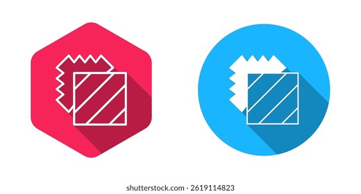 Filled and outline Layers clothing textile icon isolated with long shadow background. Element of fabric features.  Vector