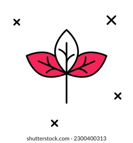 Filled outline Leaf icon isolated on white background. Leaves sign. Fresh natural product symbol.  Vector