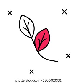 Filled outline Leaf icon isolated on white background. Leaves sign. Fresh natural product symbol.  Vector