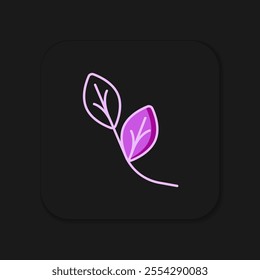 Filled outline Leaf icon isolated on black background. Leaves sign. Fresh natural product symbol. Flat filled outline style with shadow. Vector