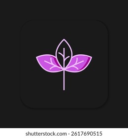 Filled outline Leaf icon isolated on black background. Leaves sign. Fresh natural product symbol. Flat filled outline style with shadow. Vector
