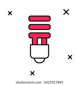 Filled outline LED light bulb icon isolated on white background. Economical LED illuminated lightbulb. Save energy lamp.  Vector
