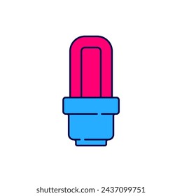 Filled outline LED light bulb icon isolated on white background. Economical LED illuminated lightbulb. Save energy lamp.  Vector