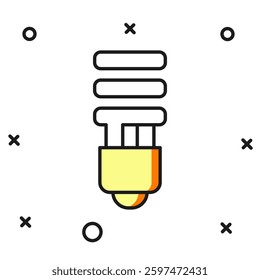 Filled outline LED light bulb icon isolated on white background. Economical LED illuminated lightbulb. Save energy lamp. Flat filled outline style with shadow. Vector