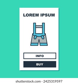 Filled outline Lederhosen icon isolated on turquoise background. Traditional bavarian clothing. Oktoberfest outfit. Pants with suspenders. Patrick day.  Vector