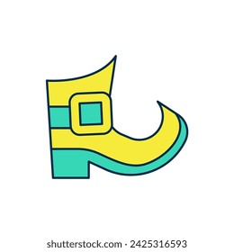 Filled outline Leprechaun boot icon isolated on white background. Happy Saint Patricks day. National Irish holiday.  Vector