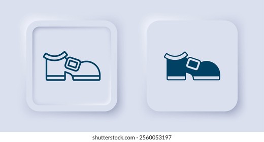 Filled and outline Leprechaun boot icon isolated on grey background. Happy Saint Patricks day. National Irish holiday. Square button. Vector