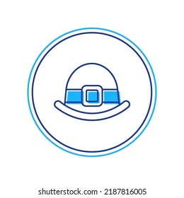 Filled outline Leprechaun hat icon isolated on white background. Happy Saint Patricks day. National Irish holiday.  Vector