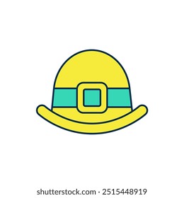 Filled outline Leprechaun hat icon isolated on white background. Happy Saint Patricks day. National Irish holiday.  Vector