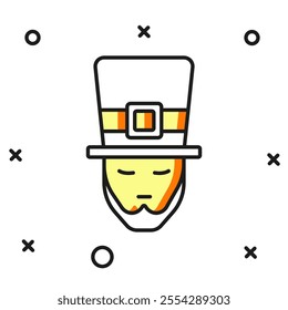 Filled outline Leprechaun icon isolated on white background. Happy Saint Patricks day. National Irish holiday. Flat filled outline style with shadow. Vector