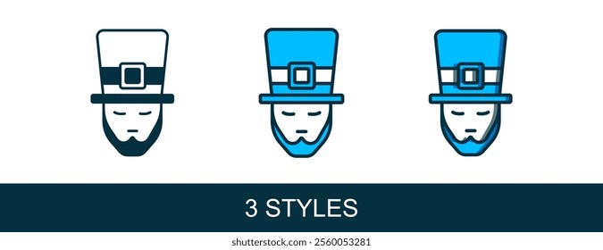 Filled outline Leprechaun icon isolated on white background. Happy Saint Patricks day. National Irish holiday.  Vector