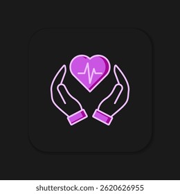 Filled outline Life insurance icon isolated on black background. Security, safety, protection, protect concept. Flat filled outline style with shadow. Vector