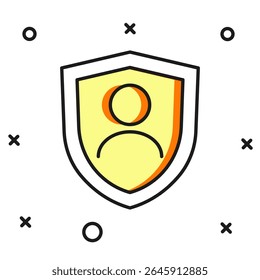 Filled outline Life insurance with shield icon isolated on white background. Security, safety, protection, protect concept. Flat filled outline style with shadow. Vector