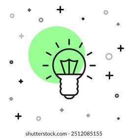 Filled outline Light bulb with concept of idea icon isolated on white background. Energy and idea symbol. Inspiration concept.  Vector