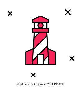 Filled outline Lighthouse icon isolated on white background.  Vector