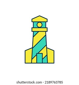 Filled outline Lighthouse icon isolated on white background.  Vector