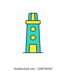 Filled outline Lighthouse icon isolated on white background.  Vector