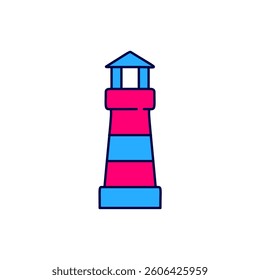 Filled outline Lighthouse icon isolated on white background.  Vector