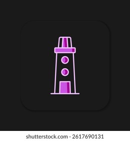Filled outline Lighthouse icon isolated on black background. Flat filled outline style with shadow. Vector