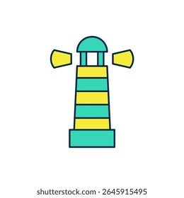 Filled outline Lighthouse icon isolated on white background.  Vector