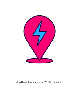 Filled outline Lightning bolt icon isolated on white background. Flash icon. Charge flash icon. Thunder bolt. Lighting strike.  Vector