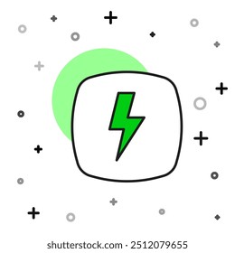 Filled outline Lightning bolt icon isolated on white background. Flash sign. Charge flash icon. Thunder bolt. Lighting strike.  Vector