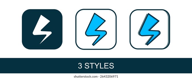 Filled outline Lightning bolt icon isolated on white background. Flash sign. Charge flash icon. Thunder bolt. Lighting strike.  Vector