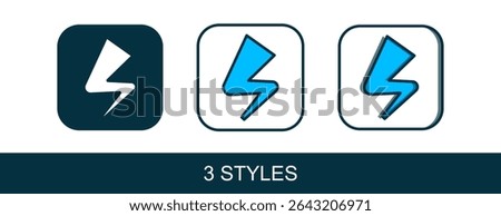Filled outline Lightning bolt icon isolated on white background. Flash sign. Charge flash icon. Thunder bolt. Lighting strike.  Vector