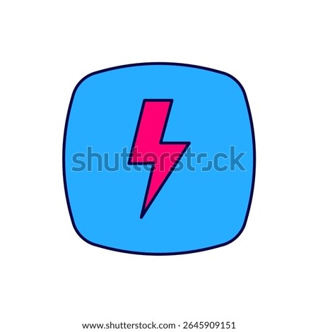 Filled outline Lightning bolt icon isolated on white background. Flash sign. Charge flash icon. Thunder bolt. Lighting strike.  Vector