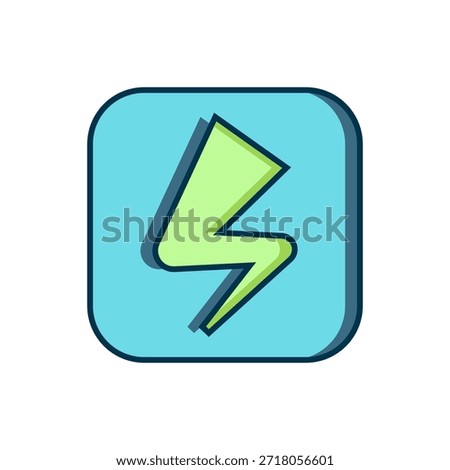 Filled outline Lightning bolt icon isolated on white background. Flash sign. Charge flash icon. Thunder bolt. Lighting strike. Flat filled outline style with shadow. Vector